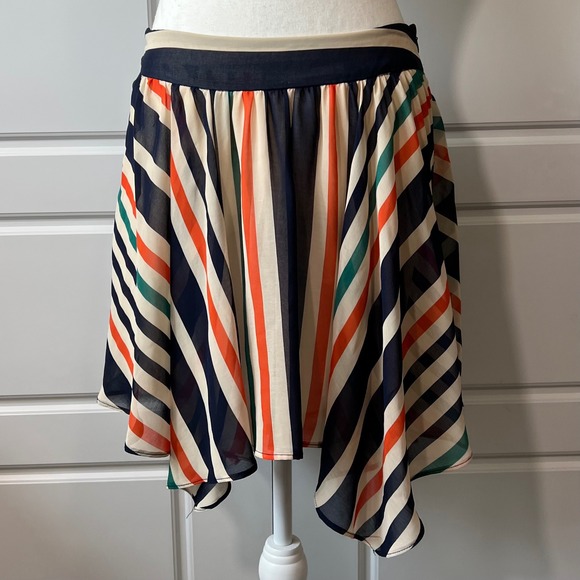 Freebird Striped Handkerchief Skirt‎ Flowy High Waist Colorful M - Picture 1 of 8